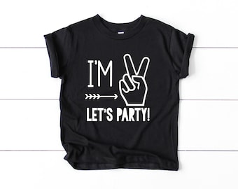 Im Two Lets Party - Birthday Shirt- Second Birthday- Hipster T-Shirt- 2nd Birthday- Let's Party - Two - Let's Party - 2nd Birthday Shirt