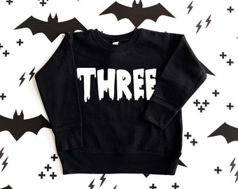 Halloween Third Birthday - Halloween Three Shirt - Boys 3rd Birthday Sweatshirt - Spooky Gift for Boys Birthday Outfit