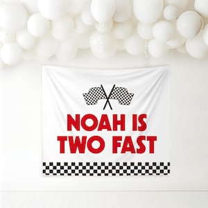 Two Fast Birthday Backdrop Personalized Two Fast Banner Sign, Race Cars Party, Boys 2nd Birthday Decor, Custom Name