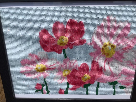 Finished Diamond Painting Pink Flowers 