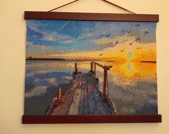 Finished Diamond Painting - Pier/Dock in the Sunrise