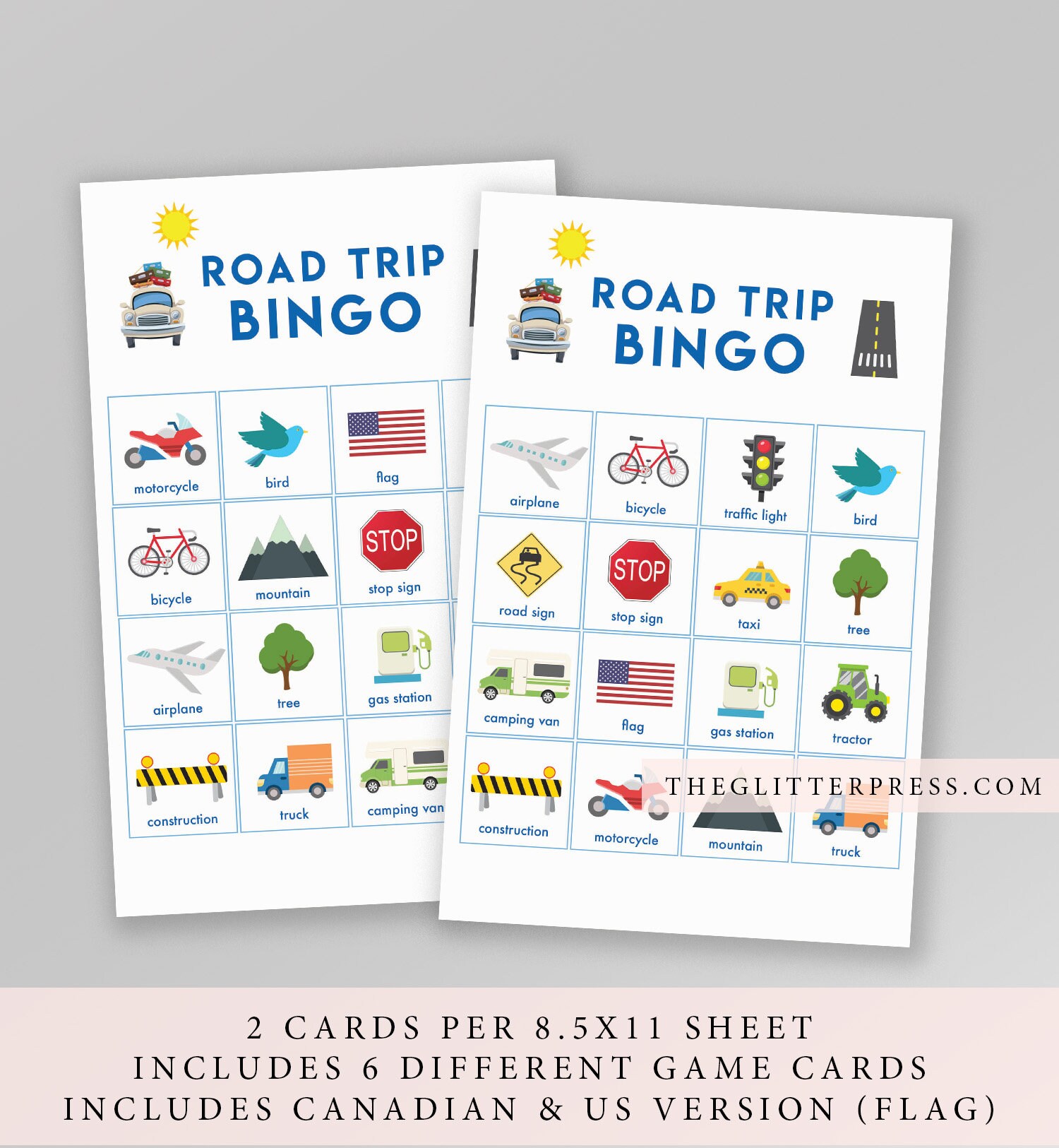 Road Trip Bingo Game Travel Bingo Canadian Canada US Simple - Etsy
