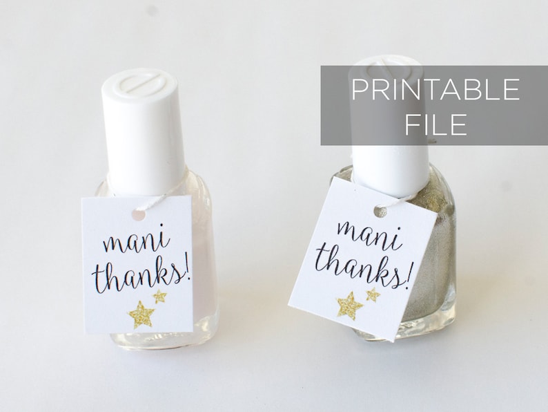Printable Mani Thanks Tags Nail Polish Favors Printable | Etsy