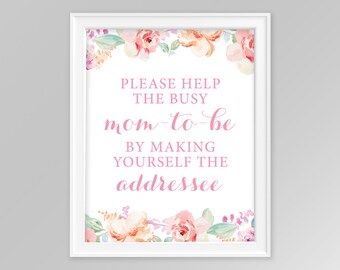 Please help the mom-to-be, make yourself the addressee sign, Floral baby shower, blush baby shower, DIY, Instant Download, 003