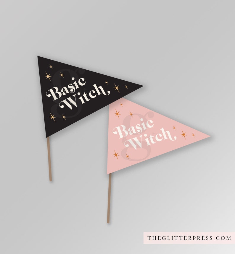 Basic Witch Printable Halloween Fall Autumn Pennant Flags Printable Sign Banner Instant Download image 1