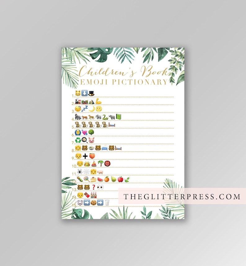 Children s Book Emoji Pictionary Printable Gold And White Etsy
