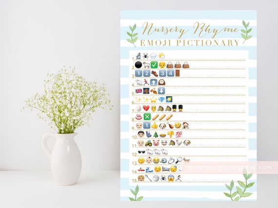 Baby Sprinkle Rainbow Blue Baby Shower Nursery Rhyme Quiz Game Printable