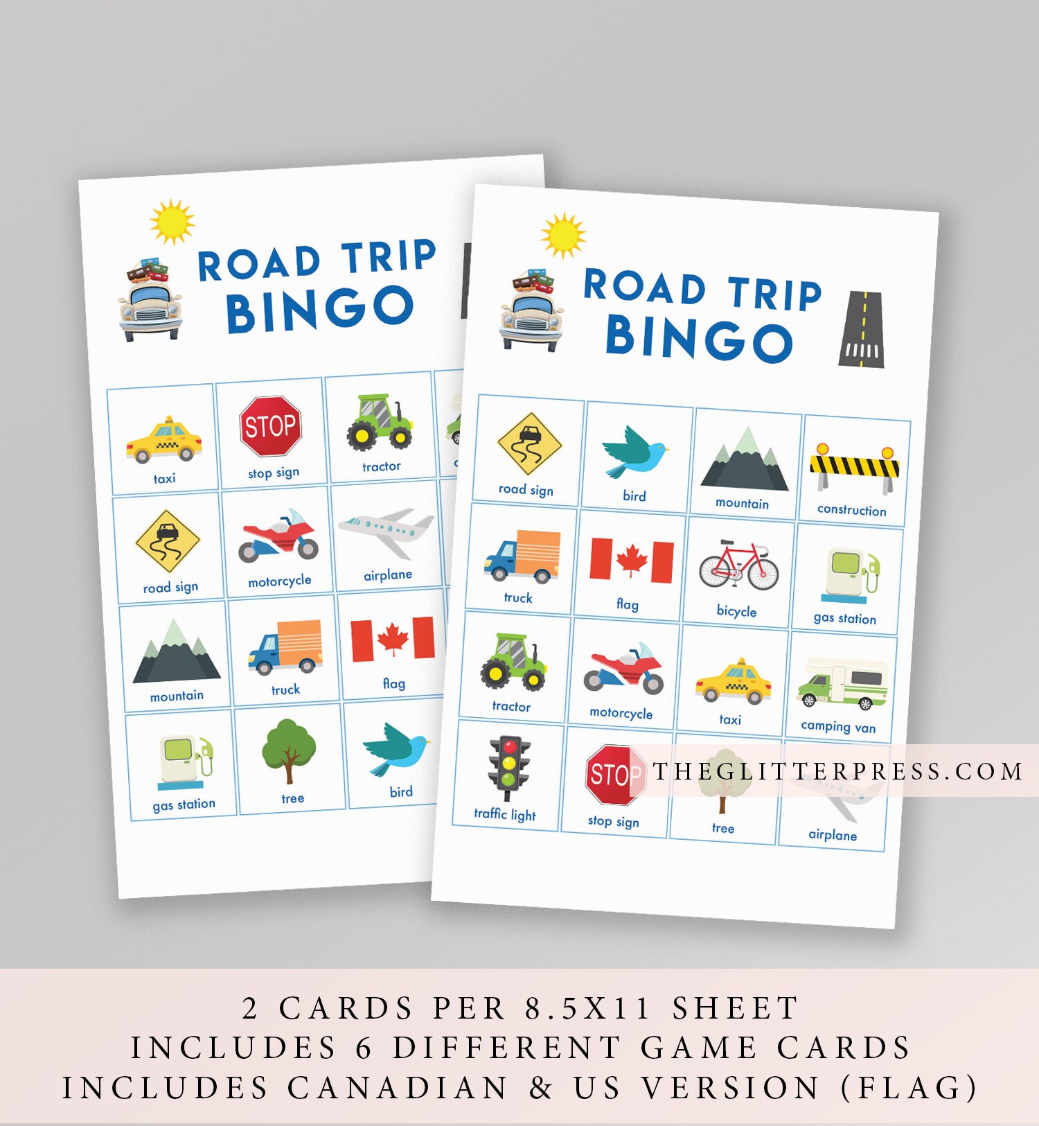 Road Trip Bingo Game Travel Bingo Canadian Canada US Simple - Etsy