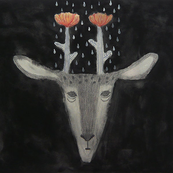 Flower Deer - Original Drawing