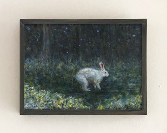 Acrylic Original Painting  "sense the night"   With handmade frame   by Tetsuhiro Wakabayashi