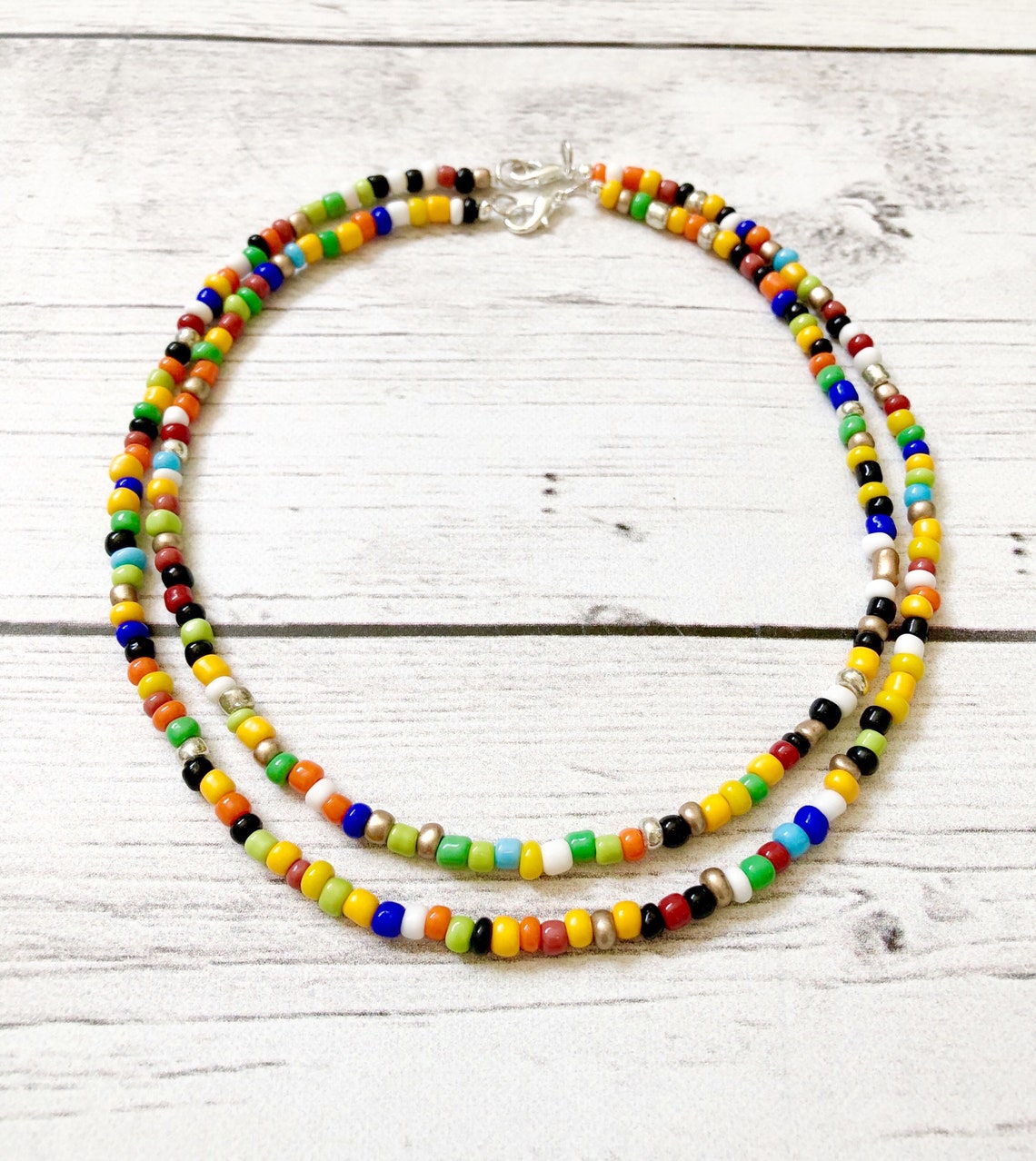 Rainbow Seed Bead Necklace Womens Bead Necklace Seed Bead Etsy