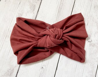 Marsala Red Extra-wide Knot Headwrap, Marsala Headband, Knot Headband, Women’s Headwrap, Topknot, French Terry, Gift, Wide Knot