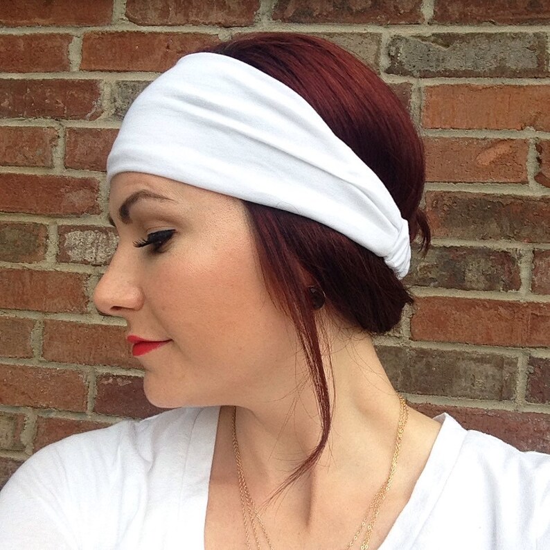 Solid White Headwrap Headband Turban Wide Headband Workout Etsy Denmark