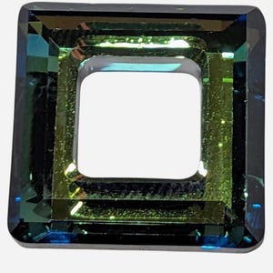 Anillo cuadrado Swarovski 4439 descatalogado de 14 mm con cristal azul Bermuda, auténtico, lote de 6 unidades.