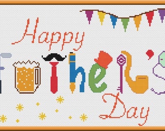 Father Cross Stitch Pattern PDF Chart Font Cross Stitch Alphabet Cross Stitch