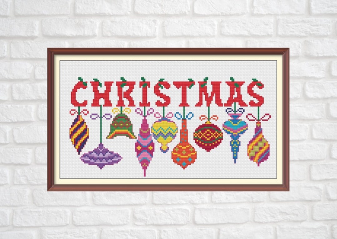 Christmas Cross Stitch Pattern PDF Chart Colorful Christmas Font ...