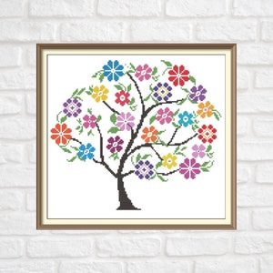 Spring Tree 1 Modern Cross Stitch Pattern PDF Chart Instant Download