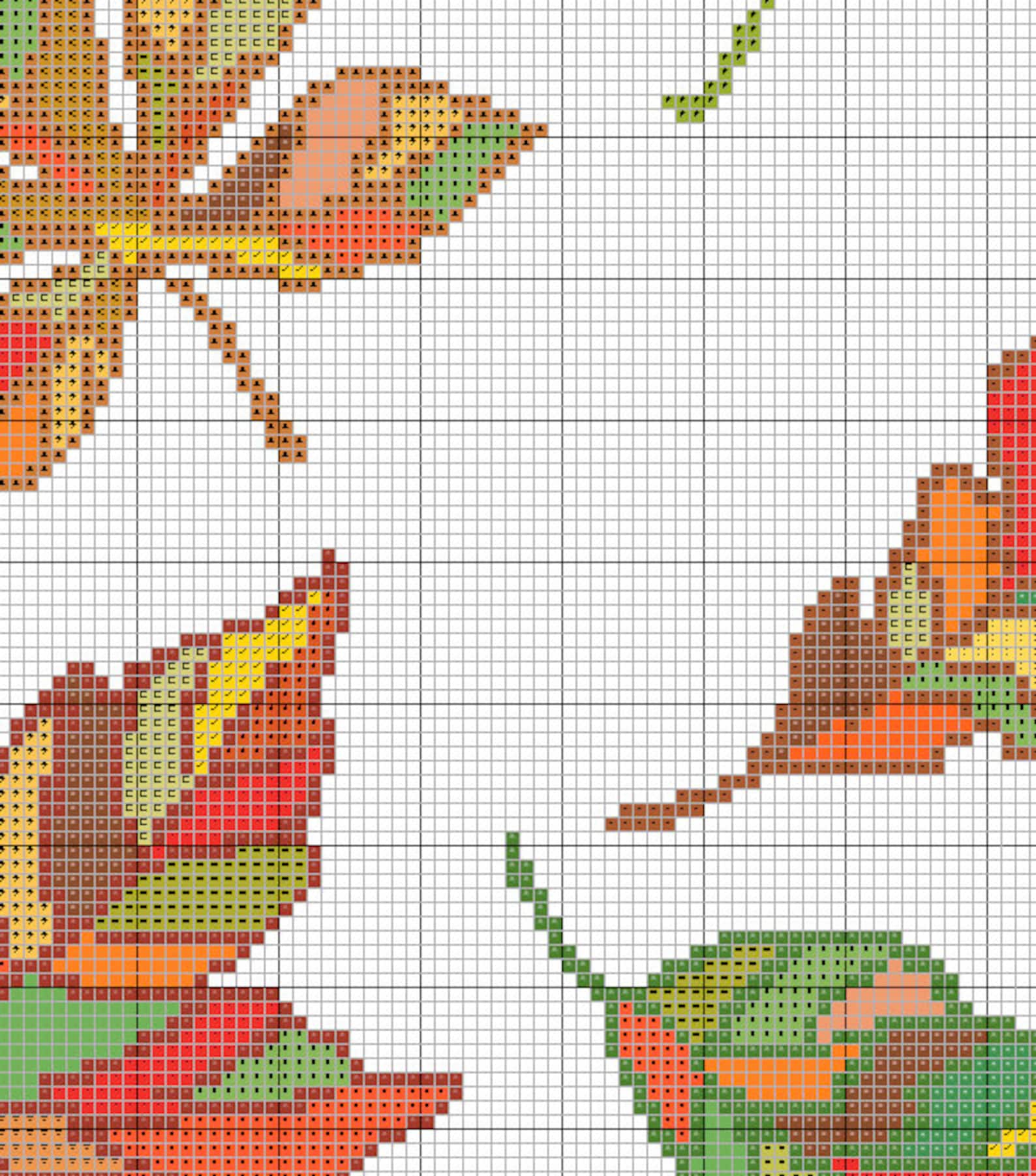 Leaves Modern Cross Stitch Pattern PDF Chart Set of 4 Autumn Etsy