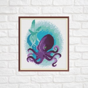 Octopus Sea Animal Counted Cross Stitch Pattern PDF Chart Colorful Cross Stitch Pattern Instant Download image 1