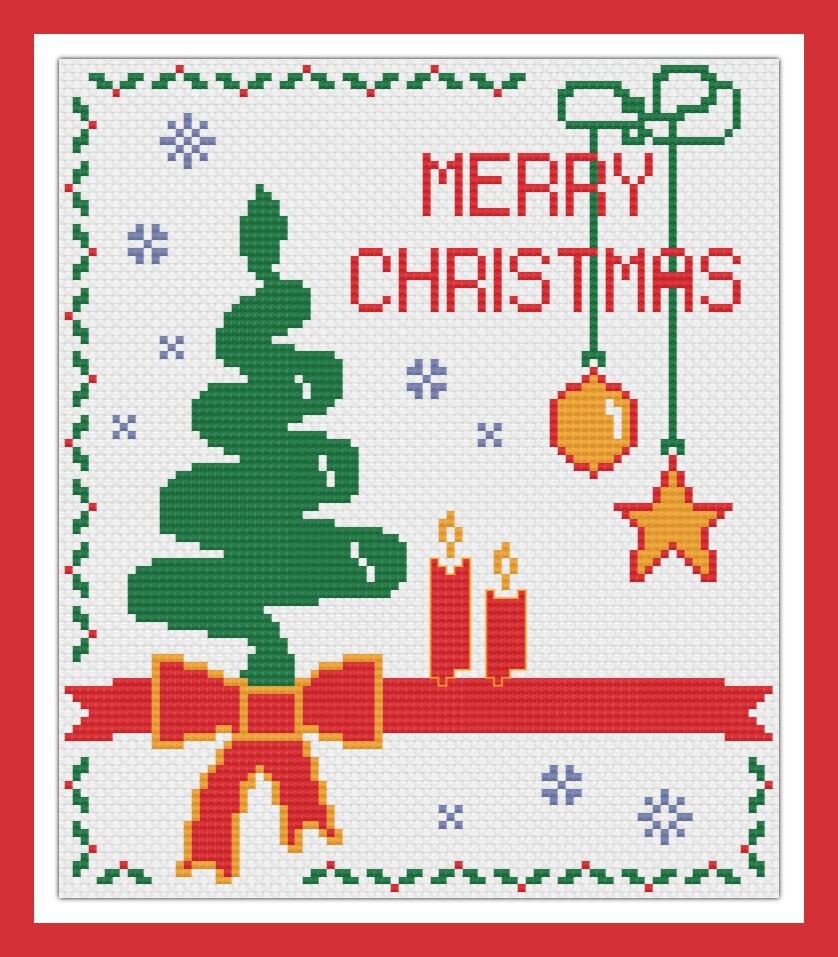 Christmas Cross Stitch Pattern PDF Chart Greeting Holiday Card - Etsy