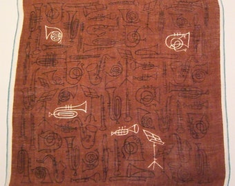 Vintage Designer Tammis Keefe Musical Instrument Hankie