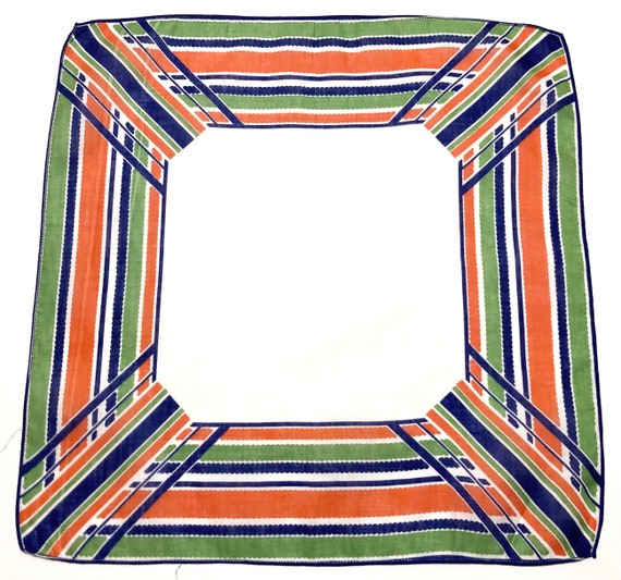 Vintage Unused Green Orange Blue & White Geometri… - image 1