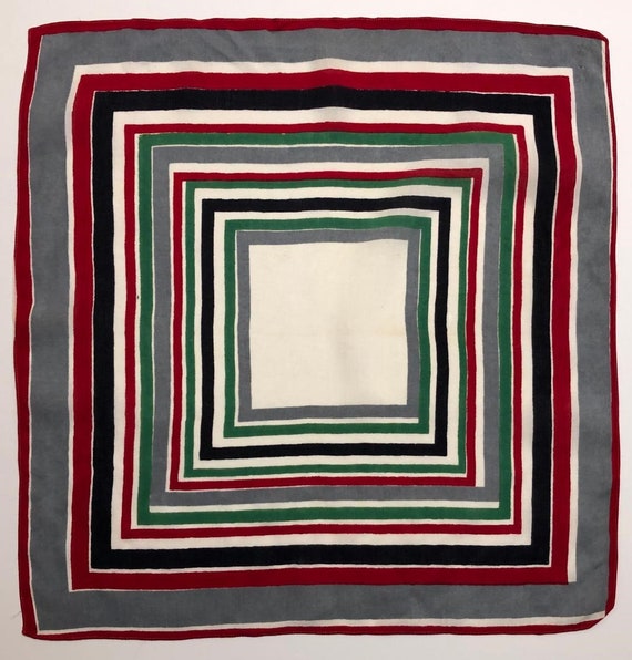 Vintage Gray Red Green Black & White Geometric Han