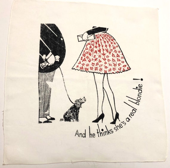 Vintage Mid Century Rayon Risque Hankie - image 1