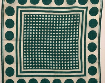 Vintage Green & White Geometric Dot Hankie