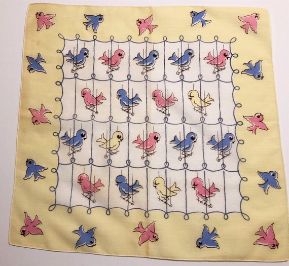 Vintage Unused Mid Century Novelty Bird Hankie - image 1