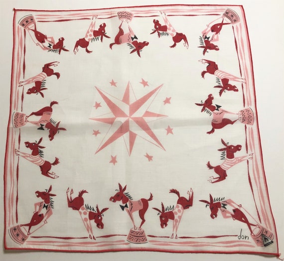Vintage Unused Designer DON Donkey Hankie
