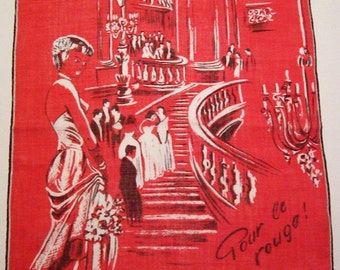 Vintage Pour le Rouge Red Lady Hankie