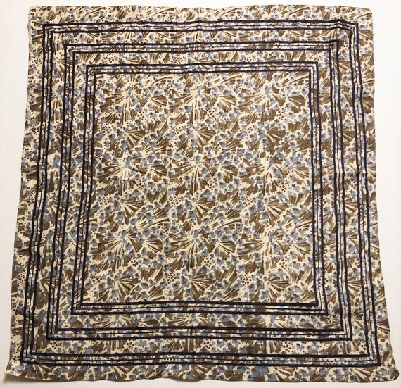 Vintage Unused Gold Gray Black Silk Handkerchief - image 1