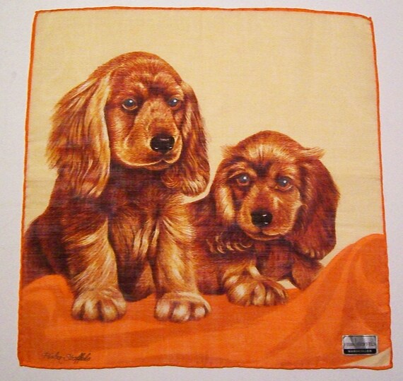 Vintage Fisba Stoffels Puppy Dog Hankie - image 1