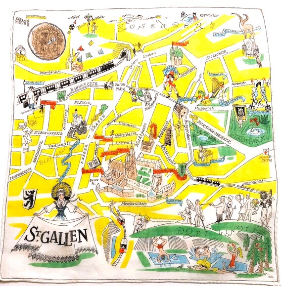 SALE - Vintage Mid Century St. Gallen Hankie - image 1