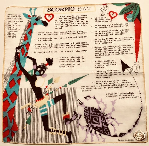 Vintage Unused Scorpio Zodiac Hankie