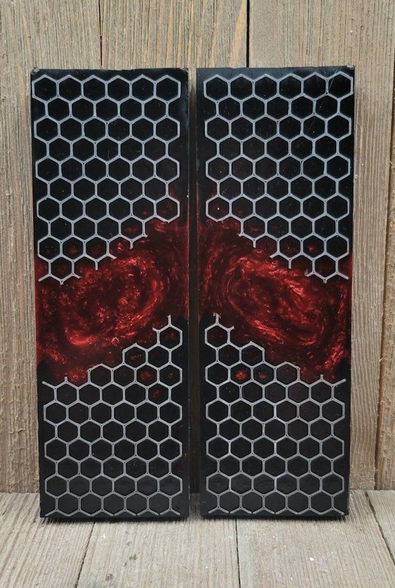 Silver Knife Scales Black and Blood Red. Knife Etsy