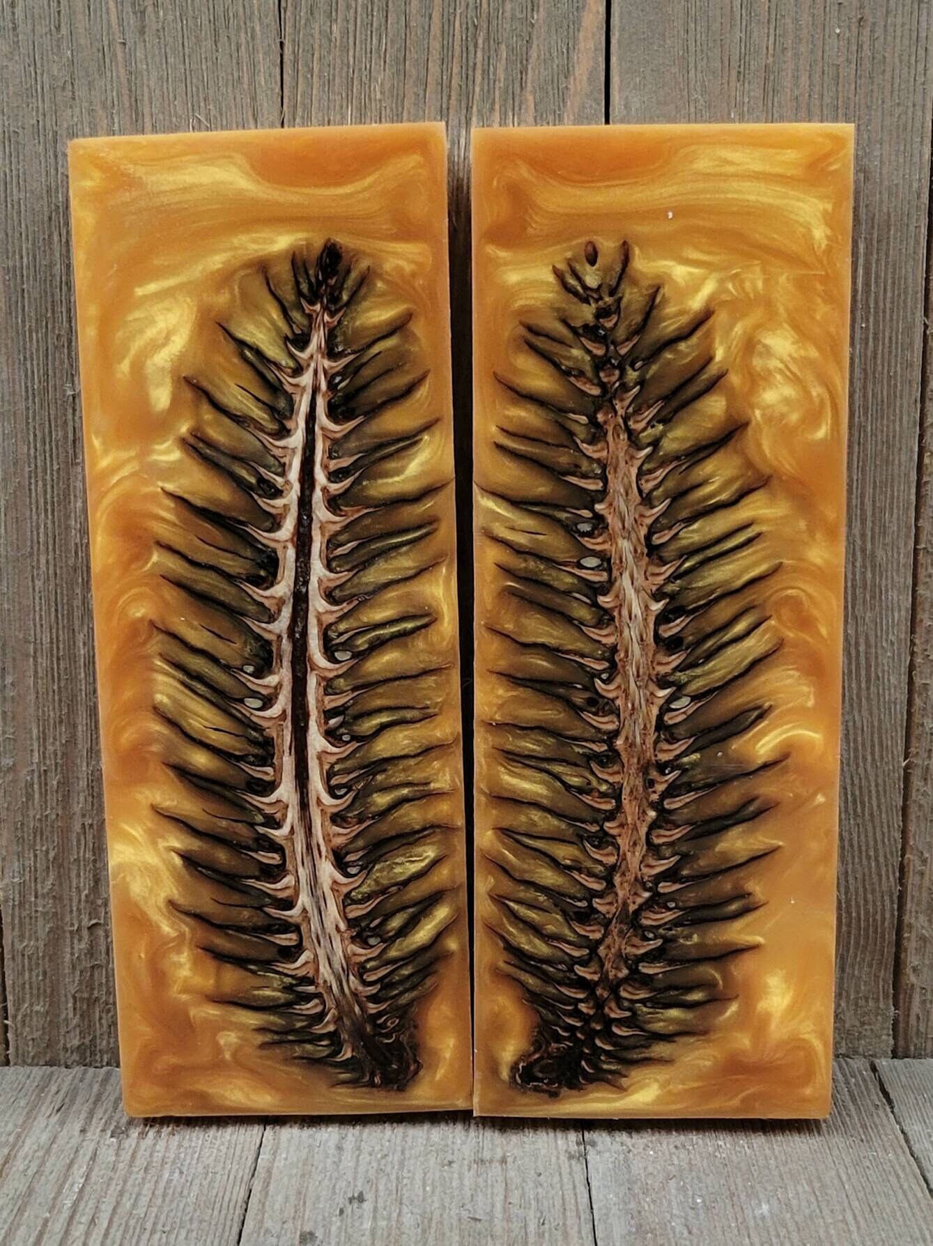 Pinecone Knife Scales in Gold. Knife Making Resin Handle Etsy