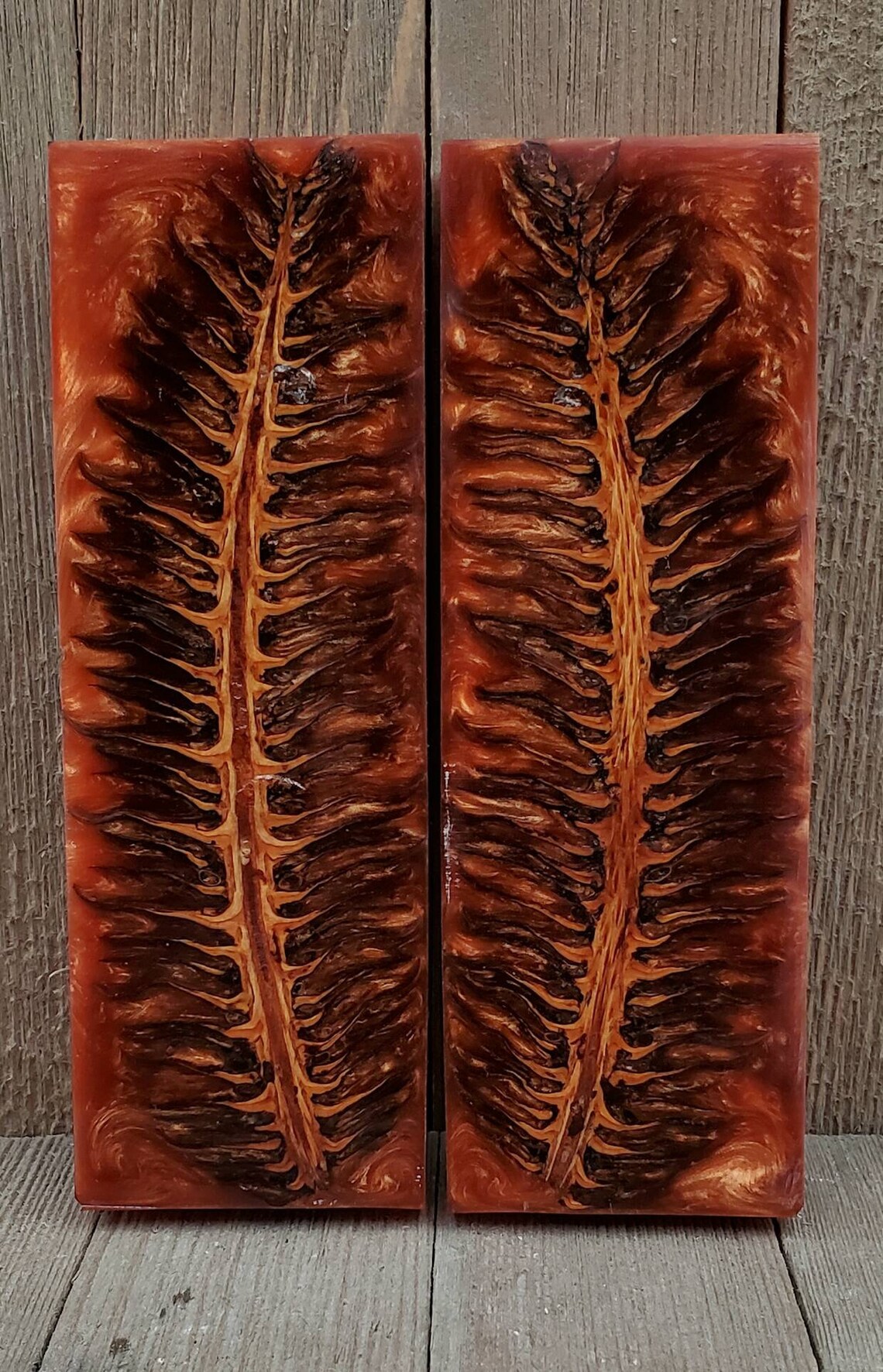 Pinecone knife scales in coral knife handle scale knifemaking Etsy