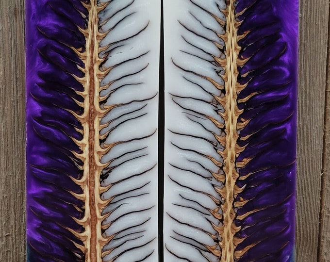 Pinecone Knife Scales Pearl White With Purple. Knife Making Handle
