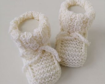 Babyschuhe Babysocken Wollmischung weiß