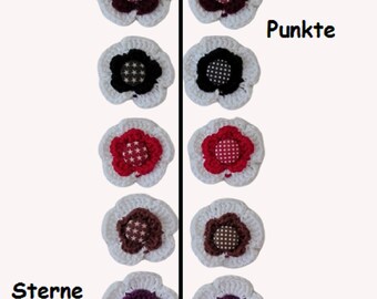 5,5 cm x 5 Häkelblüte Häkelblümen Aufnäher Applikation