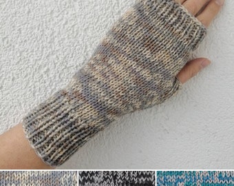 Gestrickte Armstulpen Pulswärmer Fingerhandschuhe aus Wollmischung