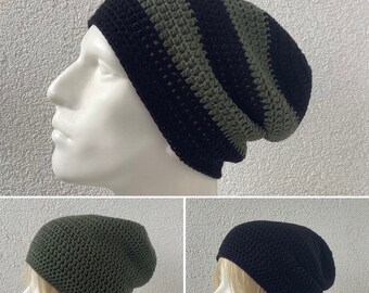 Mütze Long Beanie XXL gehäkelt Damenmütze Männermütze Seidemischung