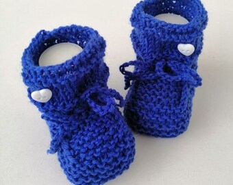 Babyschuhe Taufschuhe aus Wollmischung in blau gestrickt