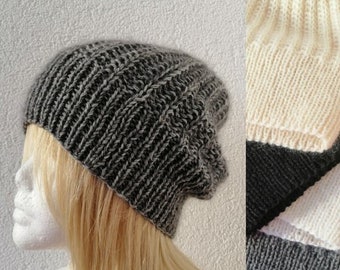 Hat, knit hat, unisex, made of merino - mohair - silk knitted