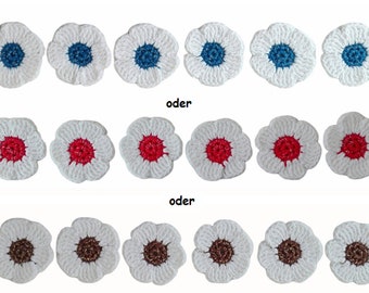 6 cm Häkelblüte Häkelblümen Aufnäher Applikation