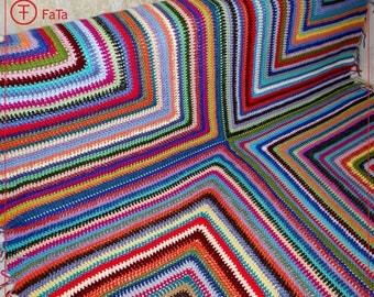 Babydecke Kuscheldecke Sofadecke Decke bunt gehäkelt (6)