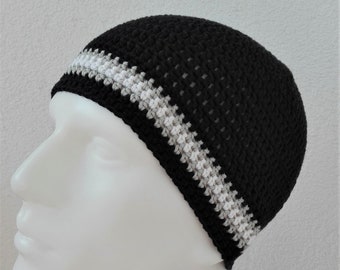 Men's beanie hat crochet black