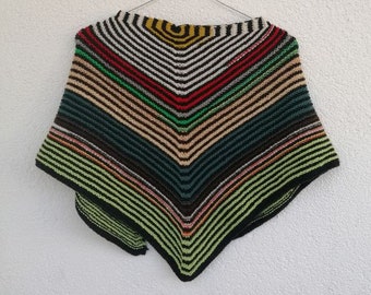 Scarf neckerchief triangular scarf Baktus colorful striped knitted